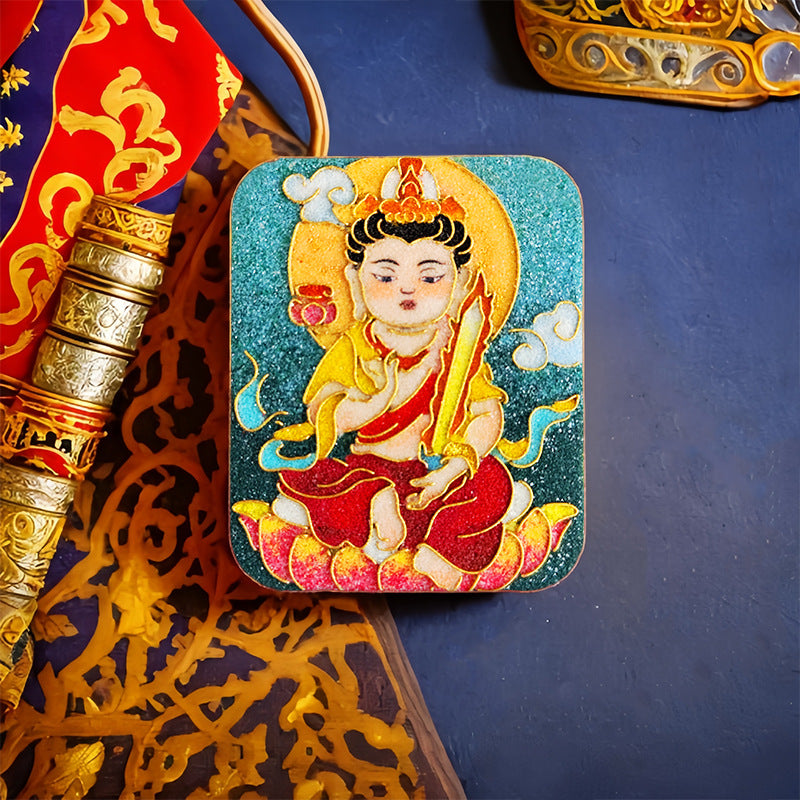 Brass Five Master Buddha Hand Painted Pendants