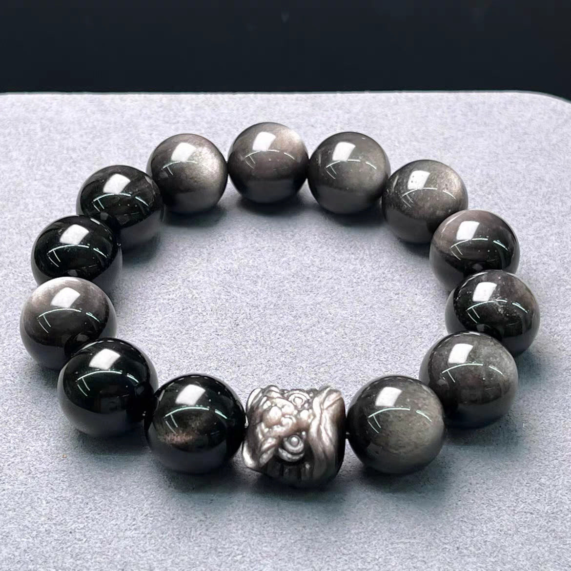 Women's & Men's Sier Stone Fashion National Auspicious Beast Gold Lion's Head Light Bracelets