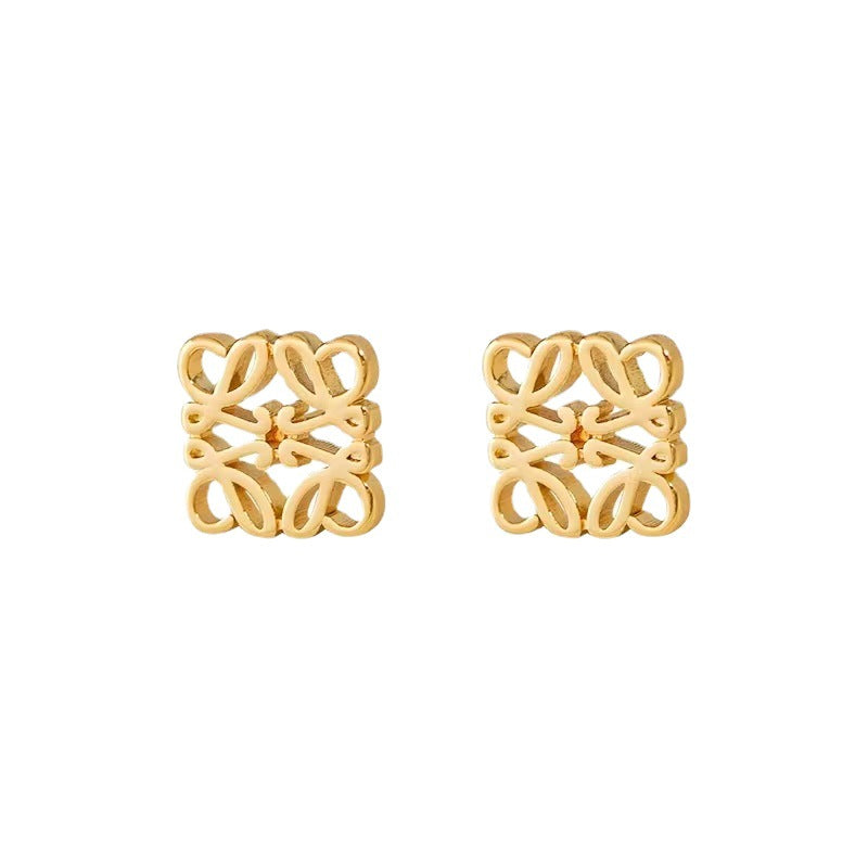 Entry Lux Hollow Brass Metal Geometry Earrings