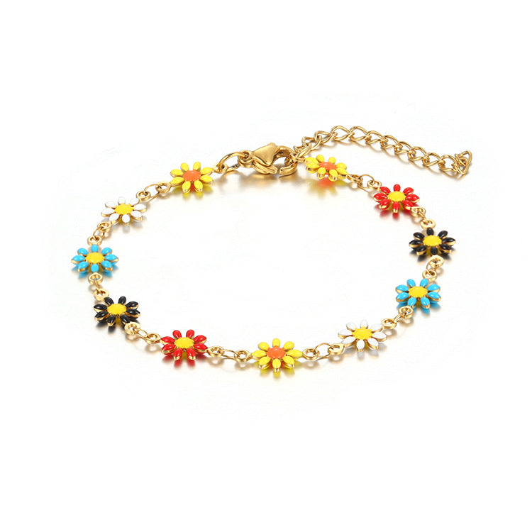 Titanium Steel Ornament Gold Little Daisy Bracelets