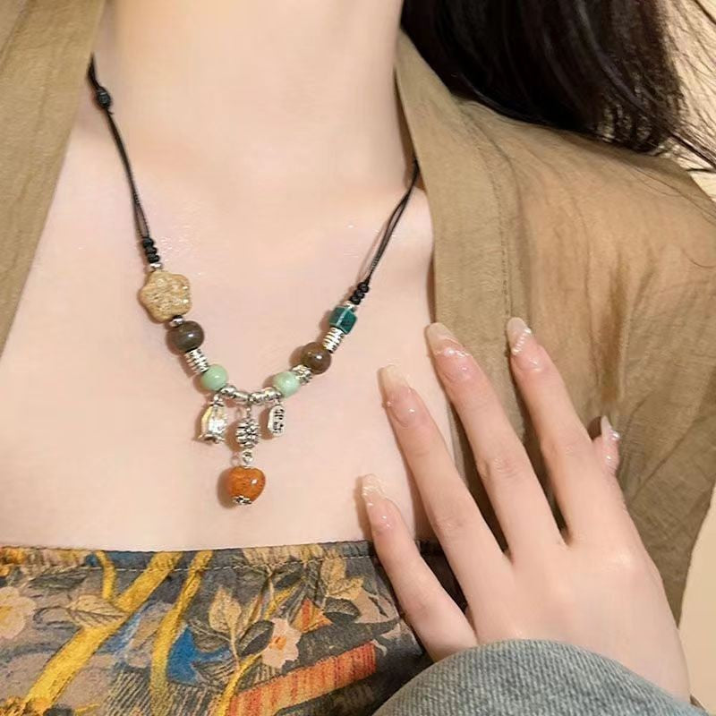 Women's Vintage Ethnic Style Tassel Flower Basket For Niche Design National Necklace