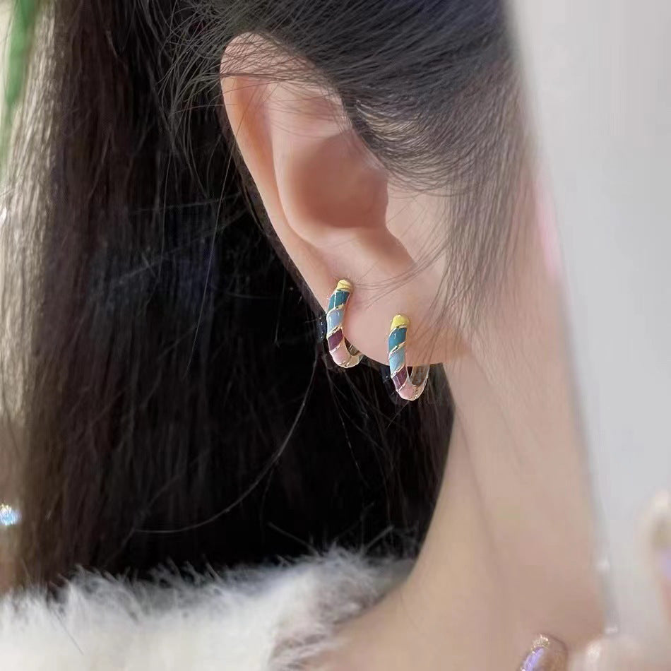 Colored Drip Glaze High Sense Fashion Clips Female Temperament Wild Rings