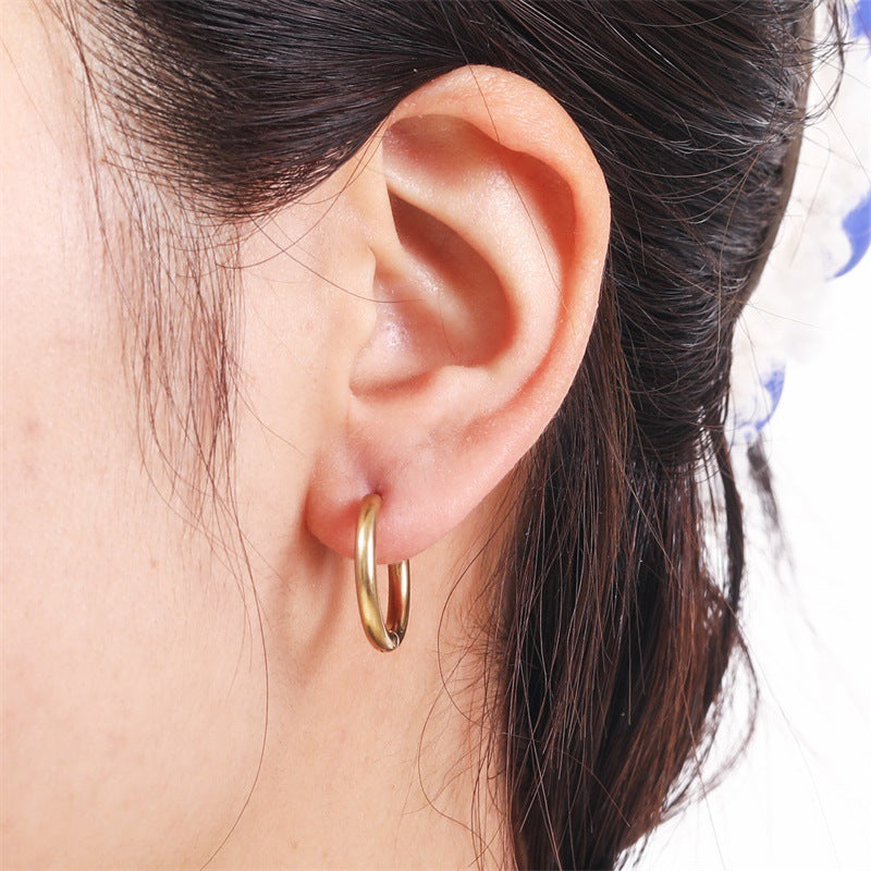 Women's & Men's Titanium Steel Eardrop Korean Style Personalized Stainless Large Wire Earrings