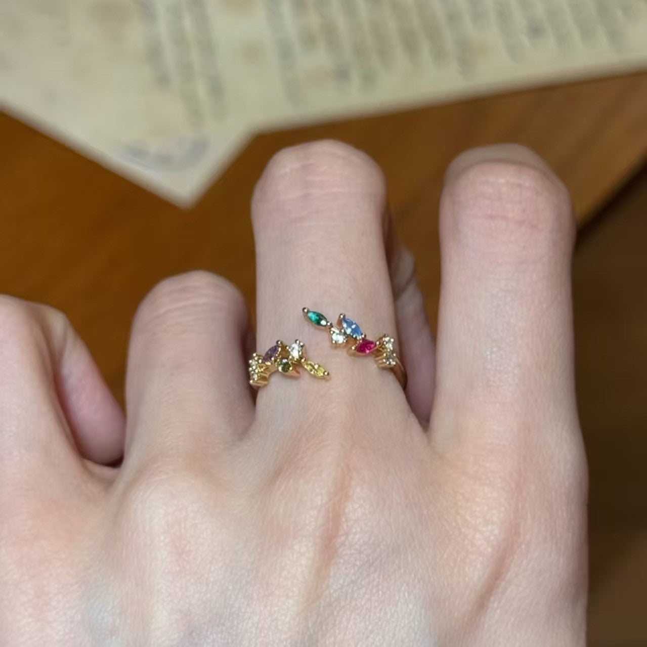 Rainbow Flash Color Female Exquisite Unique Design High-grade Ring