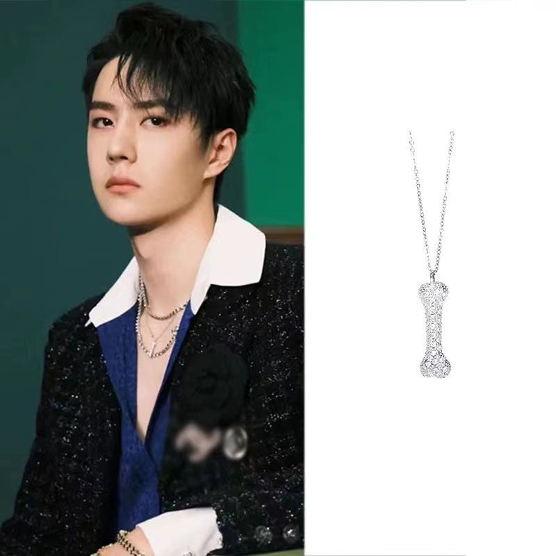 Women's & Men's Bone Trendy Hip Hop Design Full Diamond Necklace