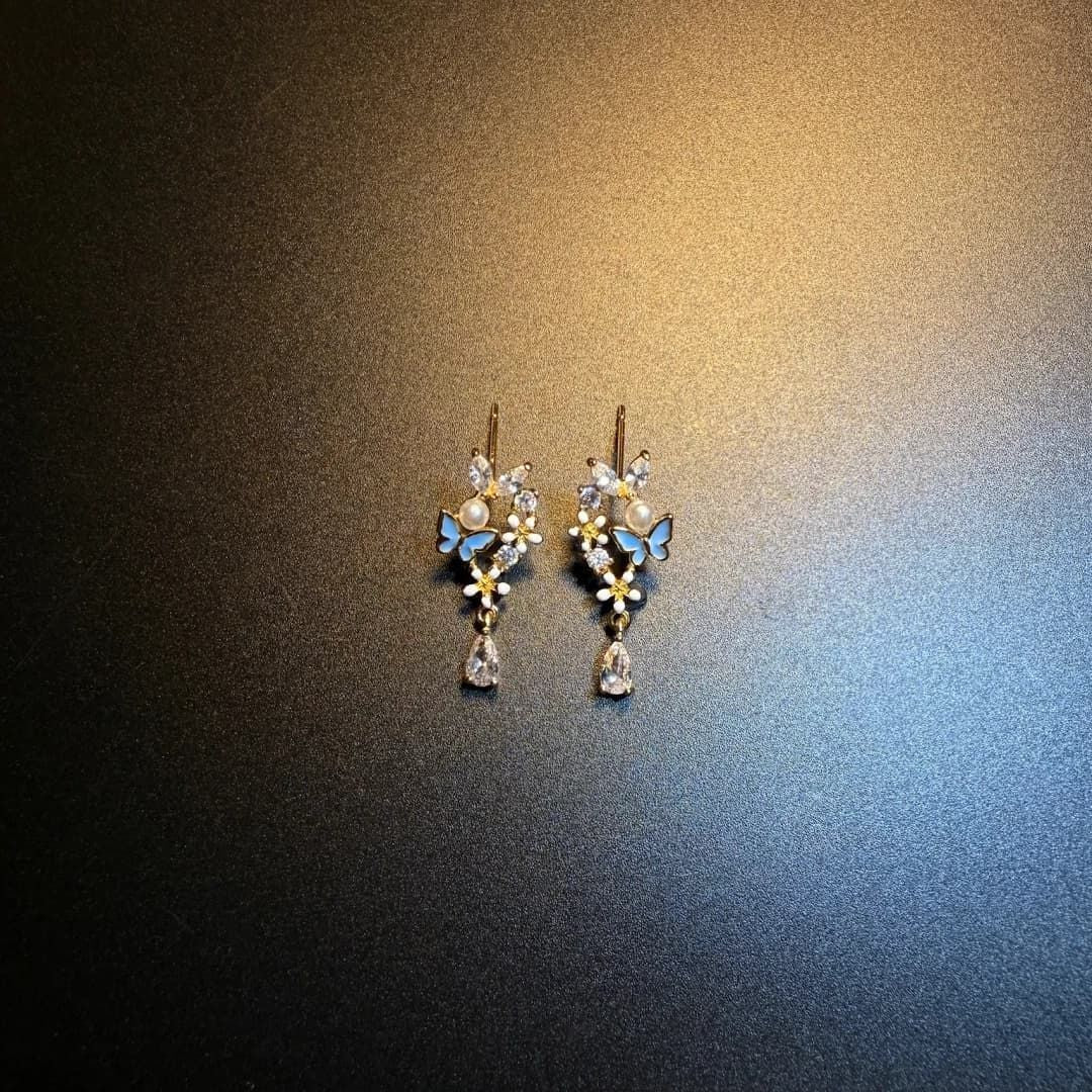 Unique Vintage Pink Geometric Sweet Flowers Earrings
