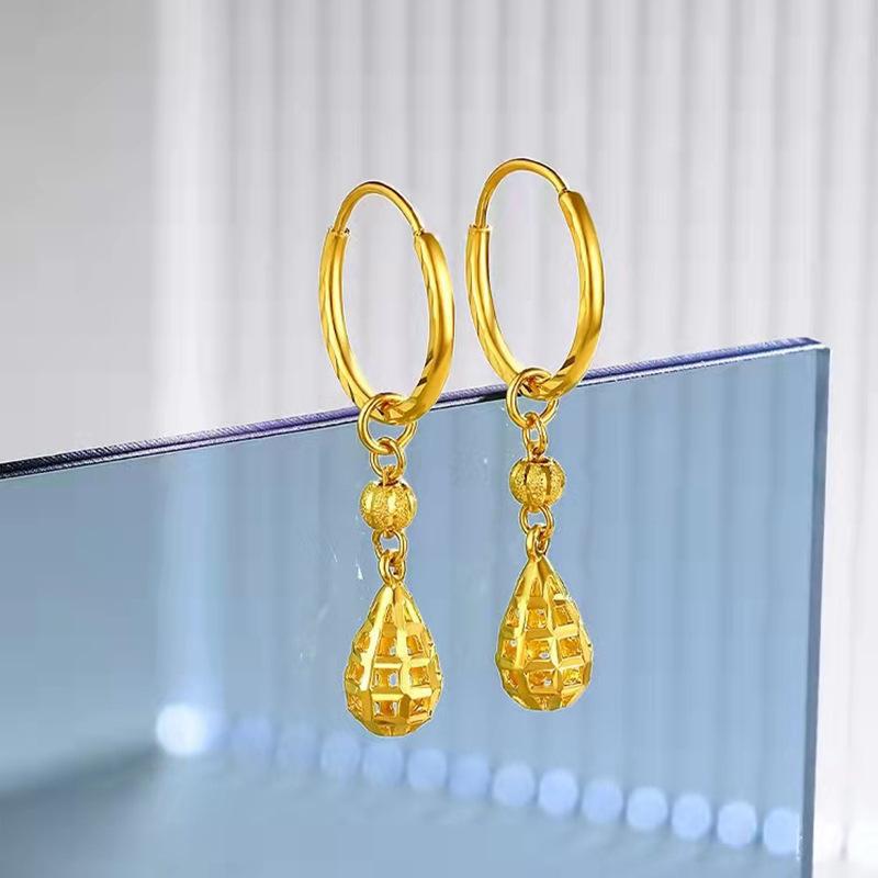 Female Ear Water Drop Phoenix Lucky Beads Leaves Tassel Earrings
