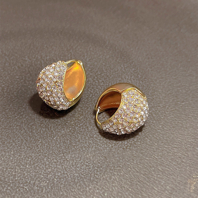 Luxury Full Diamond Clip Female Tide Graceful Earrings