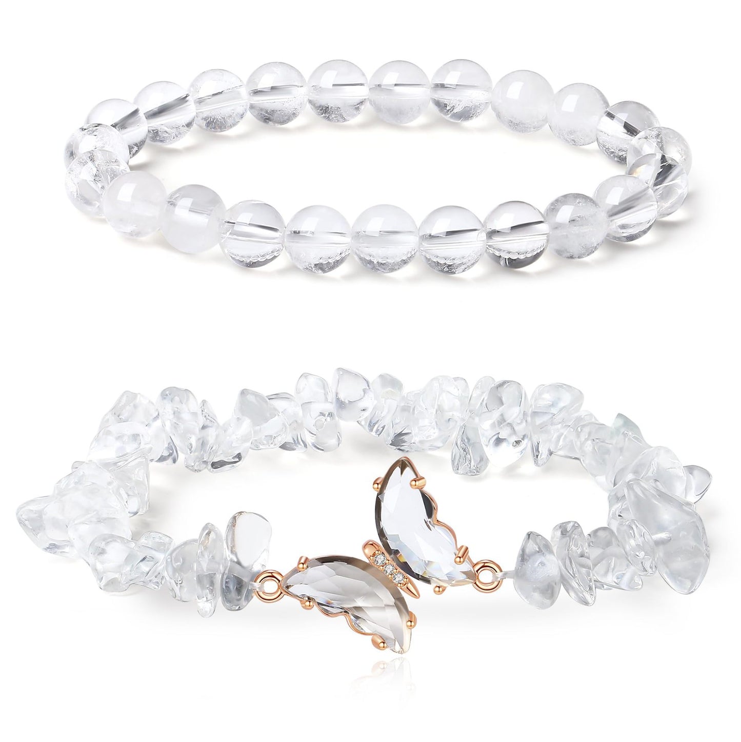 Simple Butterfly Natural Stone Crystal String Beads Bracelets