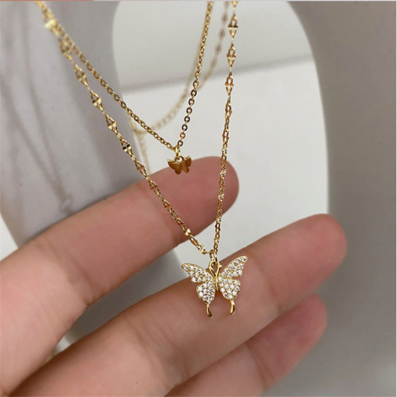 Women's Diamond Butterfly Clavicle Chain Niche Design Necklaces