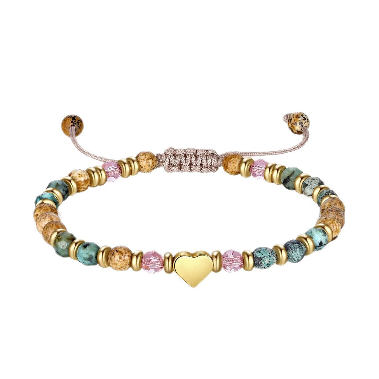 Drawing Stone African Pine Heart Pink Crystal Golden Pendants