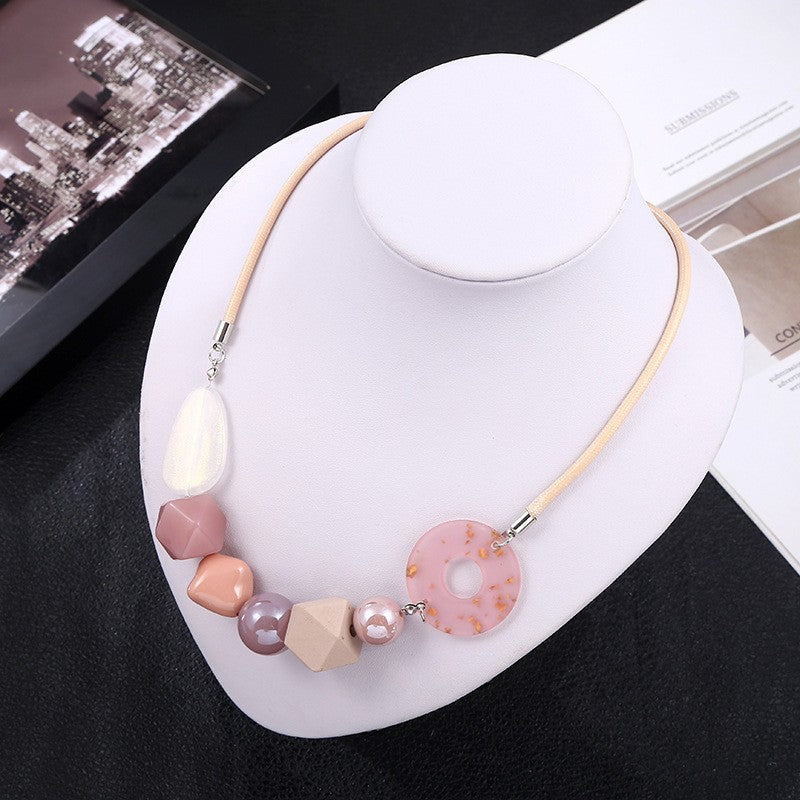 Women's Geometric Beaded Light Luxury Fashion Simple Clavicle Necklaces