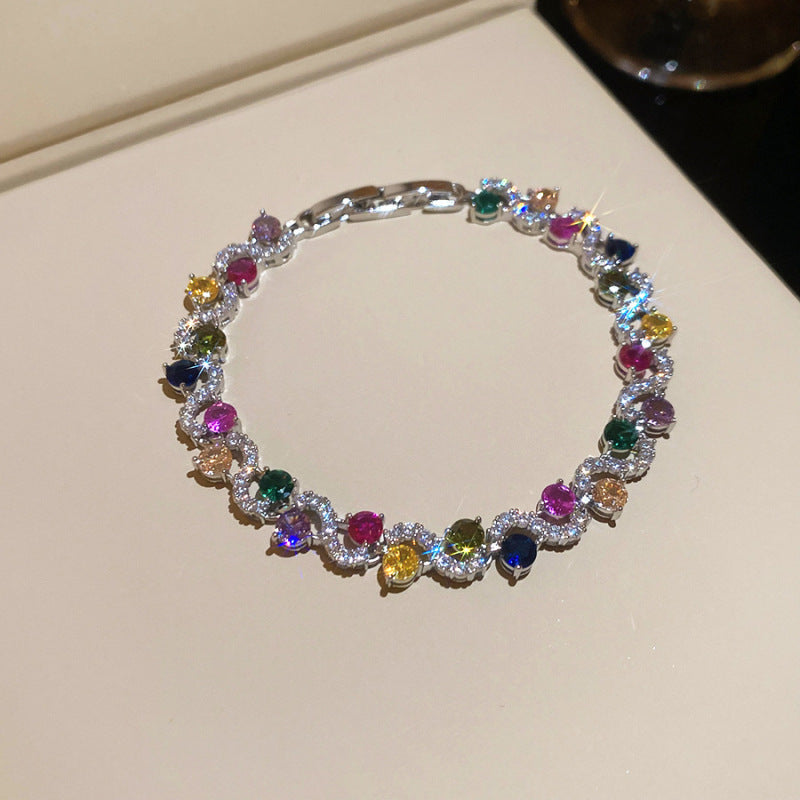 With Diamond Round Exquisite Fashion Retro Unique Design Light Luxury Bracelets