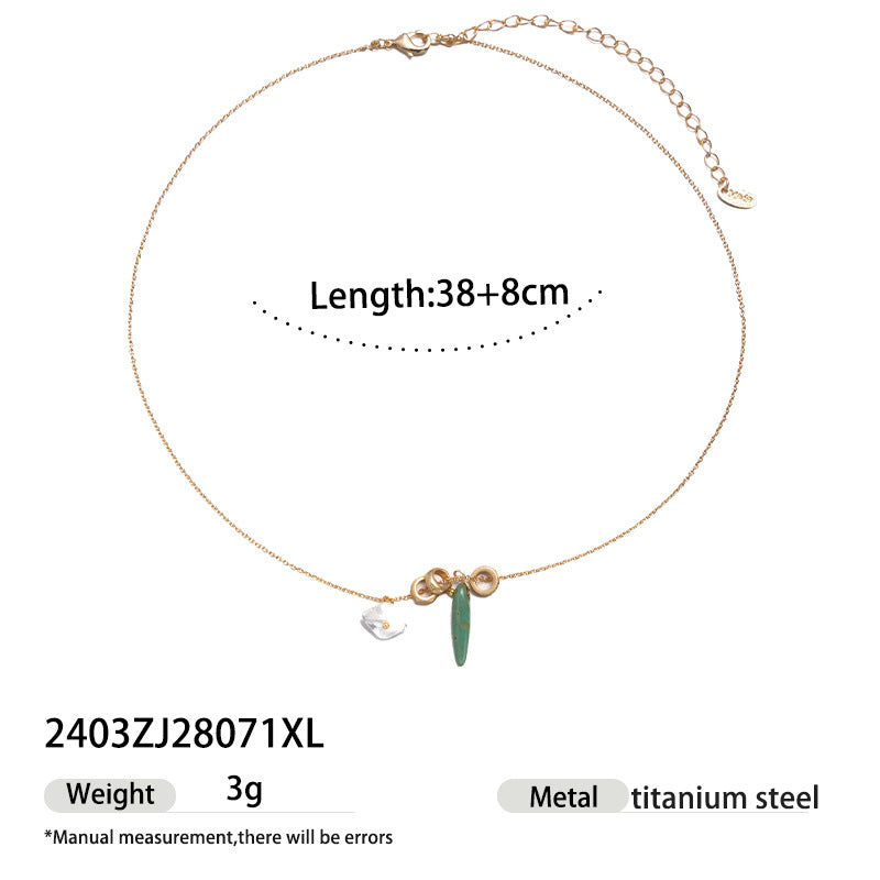 Fashionable Exquisite Twin Light Luxury Green Phantom Natural Real Pearl Necklaces