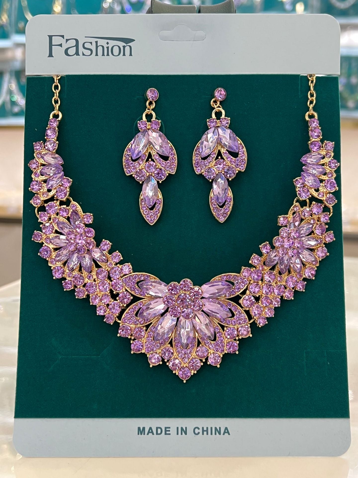 Dress Full Diamond Flower Crystal Elegant Jewelry Set