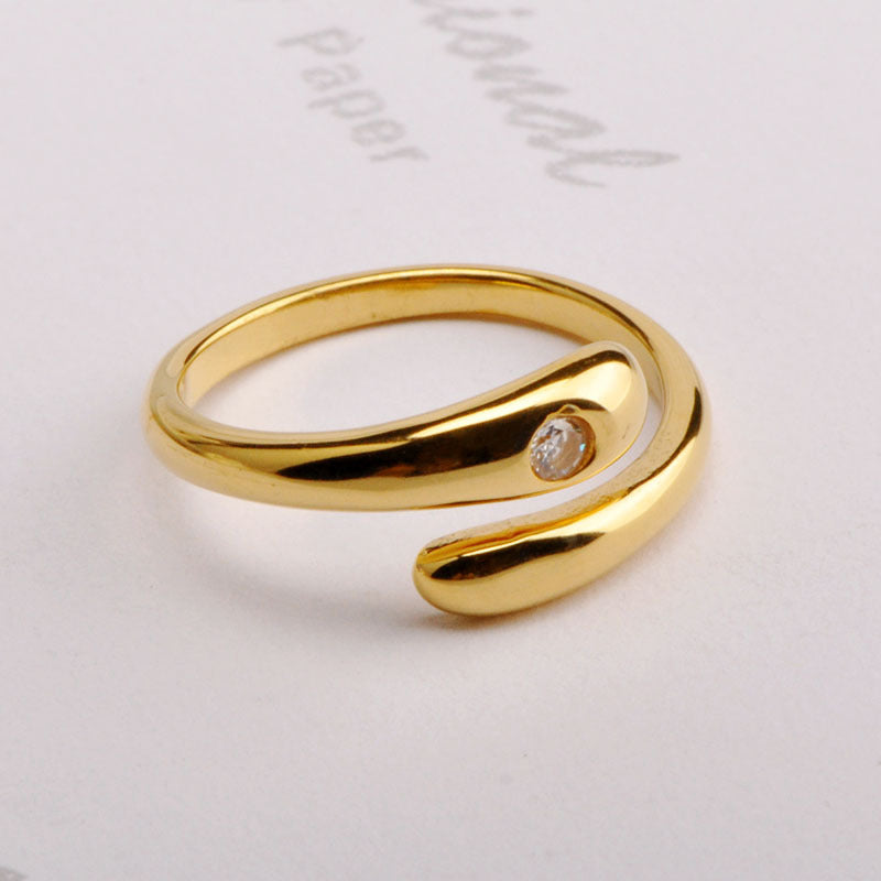 Diamond Snake-shaped Open Korean Personalized Cold Rings