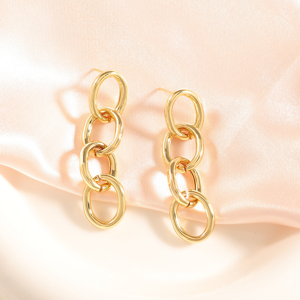 Women's Fashion Design Metal Glossy Surface Folding Ear Stud Earrings