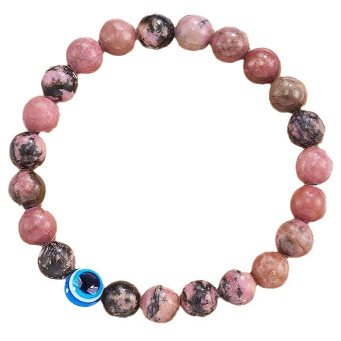 Eye Blue Devil's Pink Zebra Rhodochrosite Bracelets