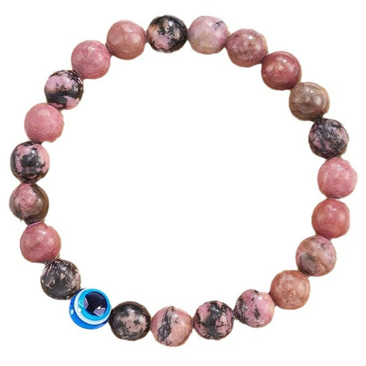 Eye Blue Devil's Pink Zebra Rhodochrosite Bracelets