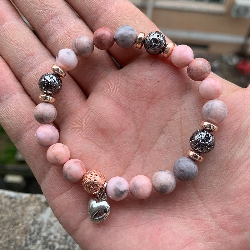 Listed Stone Pink Zebra Elastic String Imitation Bracelets