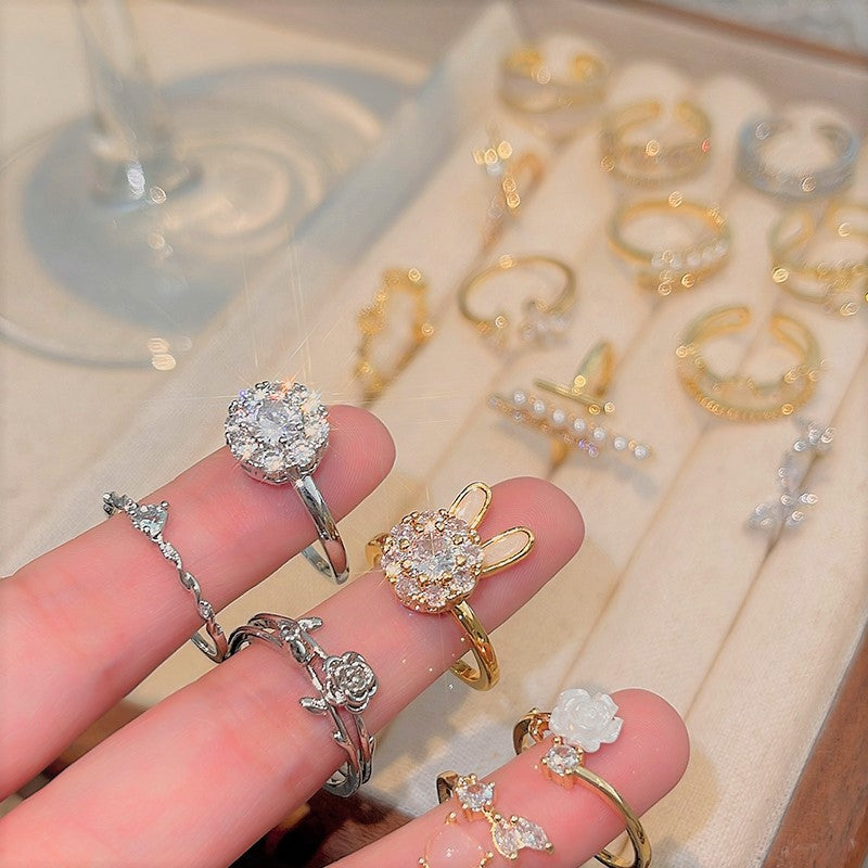 Light Luxury Minority Super Flash Zircon Rings