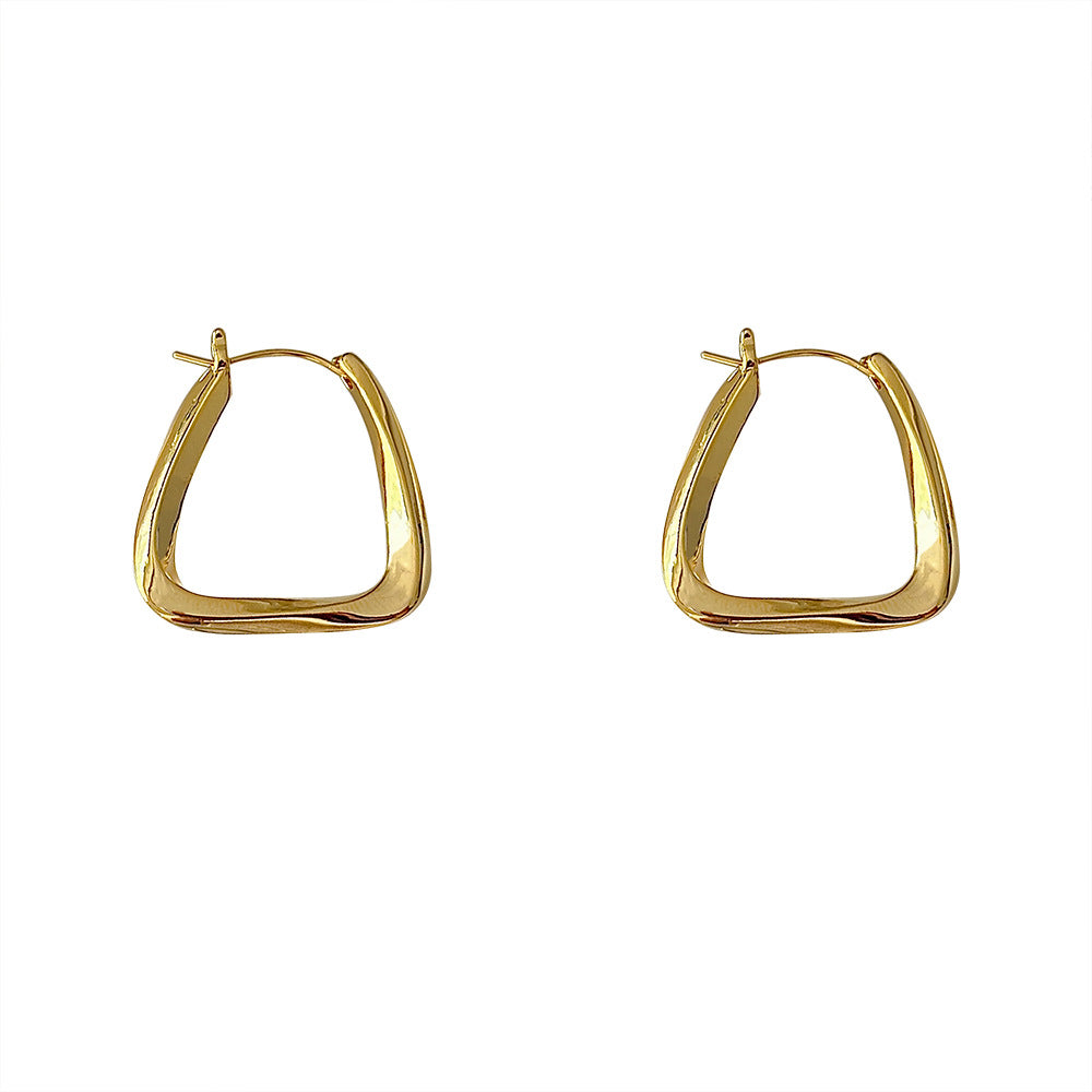 Square Twisted Clip Everyday Joker Commuter Metal Eardrops Minimalist Light Ear Buckle