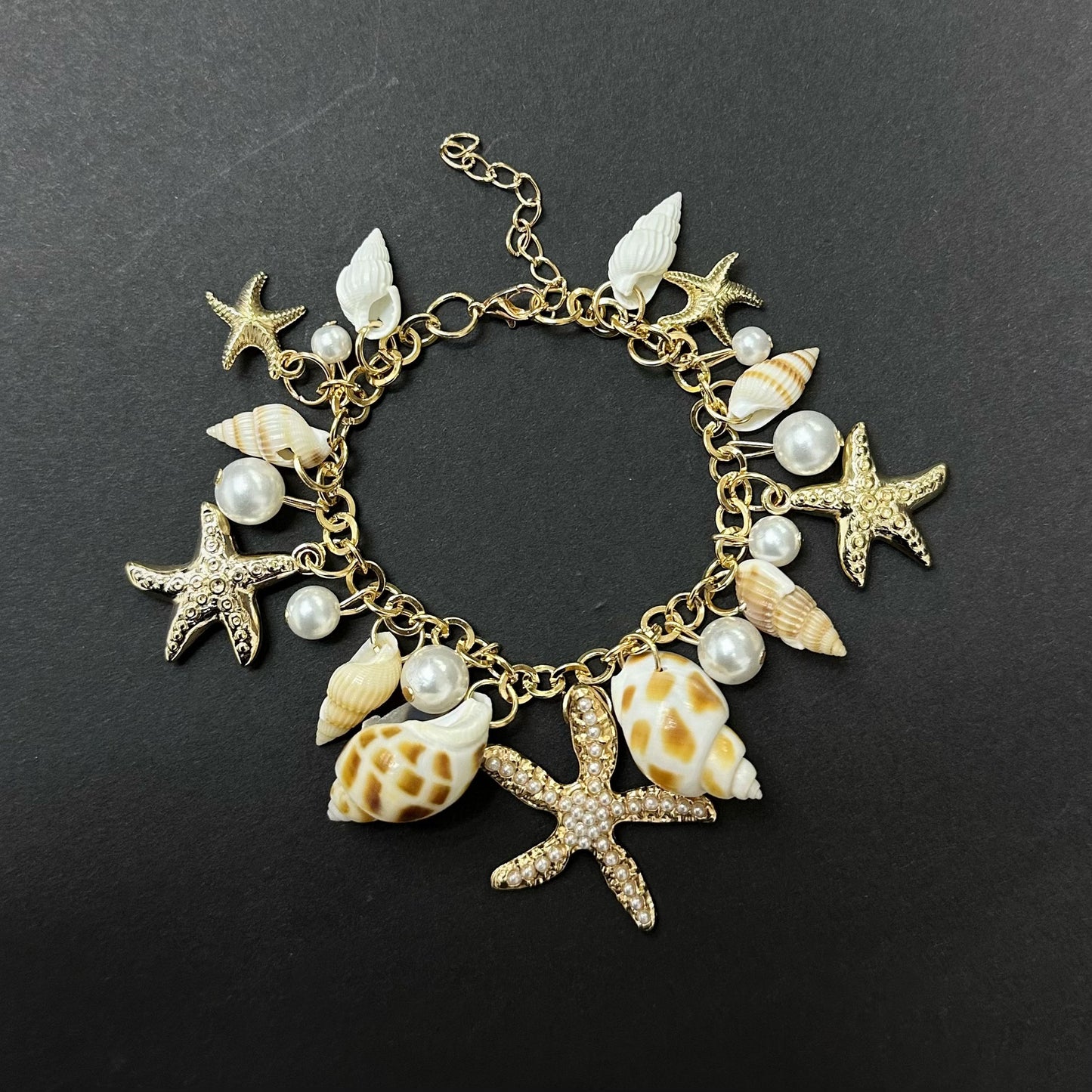 Bohemian Ocean Wind Starfish Shell Conch Pearl Bracelet