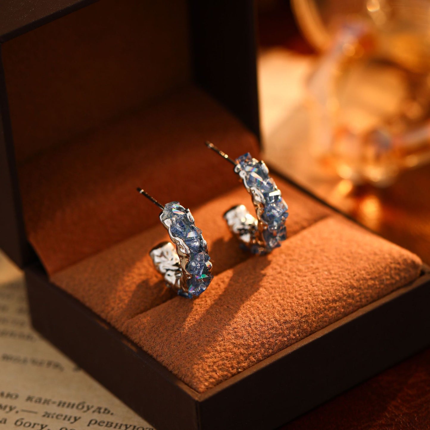 Blue Crystal Refined Simple Fresh Design Rings
