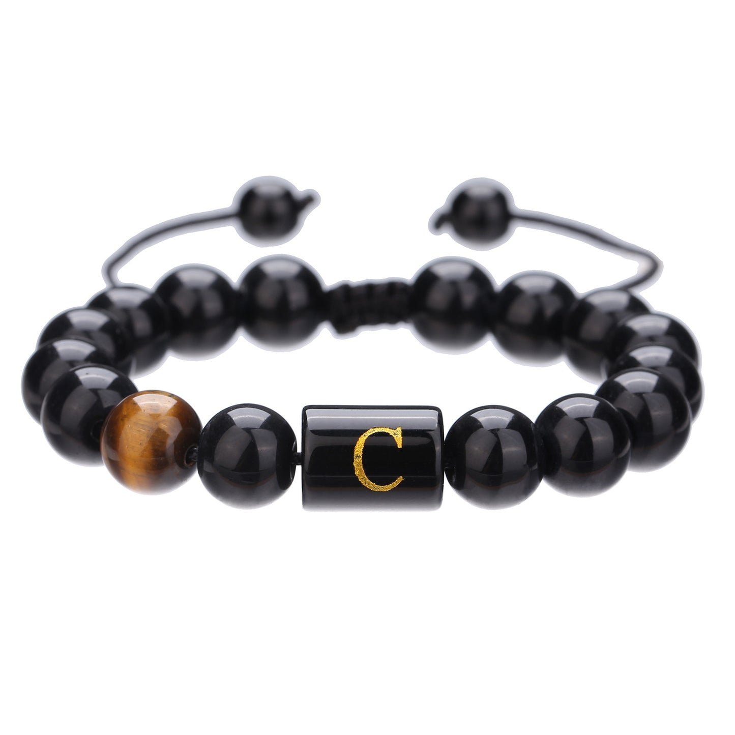 Live Streaming Black Agate Beads Male Letter Bracelets