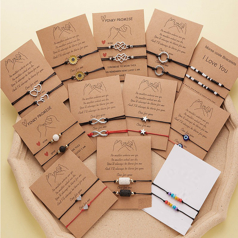 Yellow Kraft Paper Card Bead Love Bracelets