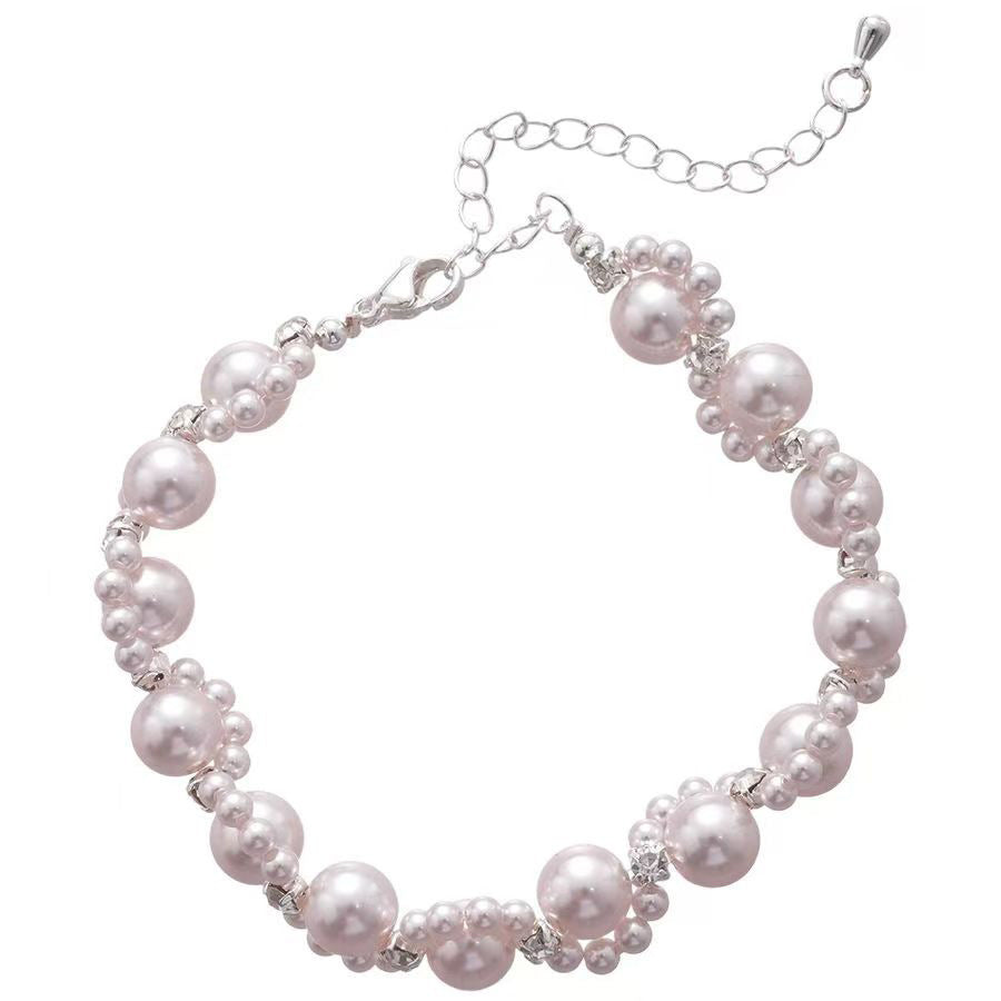Gentle Manta Rose Pearl Rhinestone Handmade Woven Good-looking Bracelets