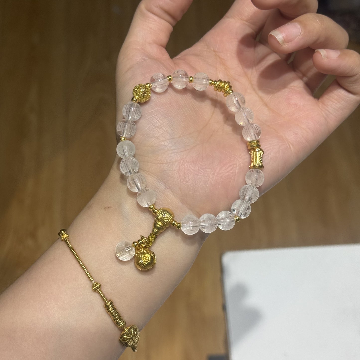 Sutra White Colored Glaze Single Temple Bracelets