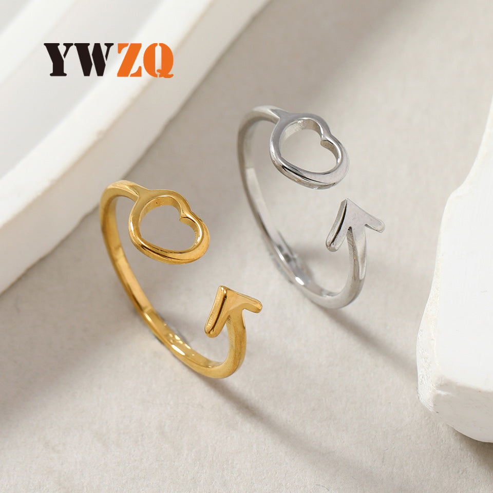 Design Cut Hollow Heart Arrow Opening Ring