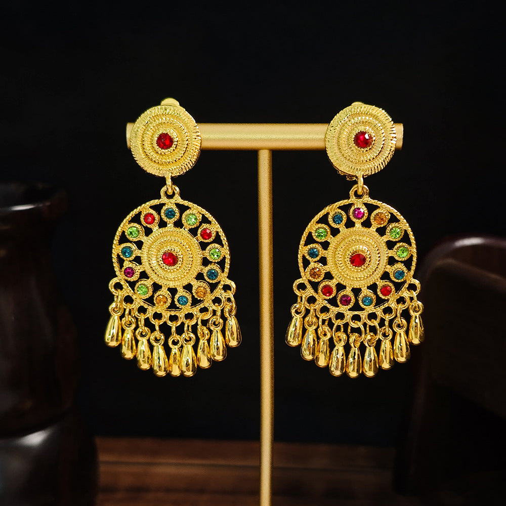 Long Water Drop Tassel Tourist Attractions Diamond Ears Earrings