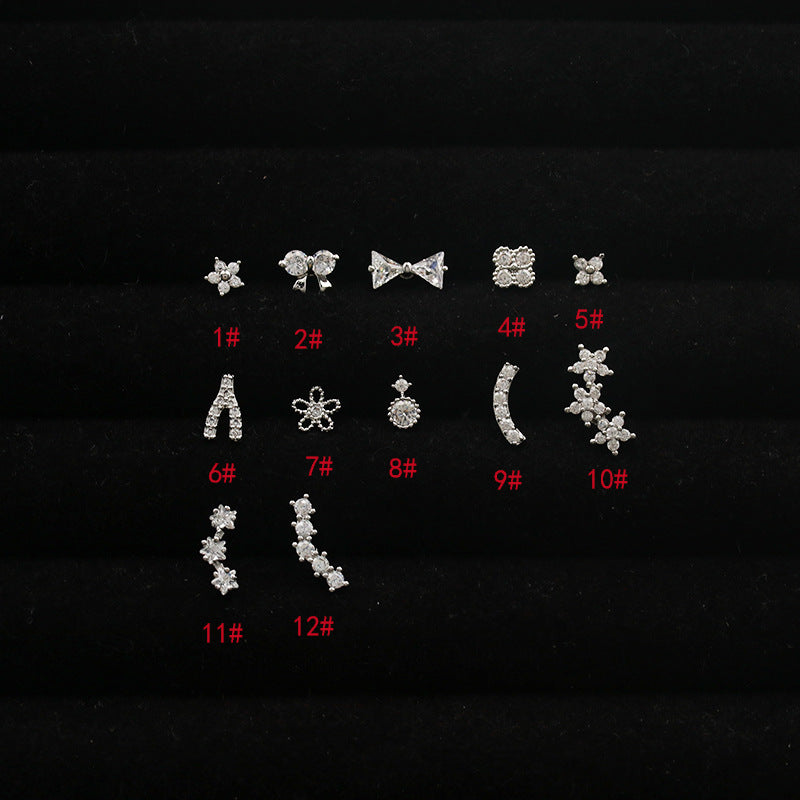 Bow Five-pointed Star Multi Thread Button Thin Needle Female Small Stud Earrings
