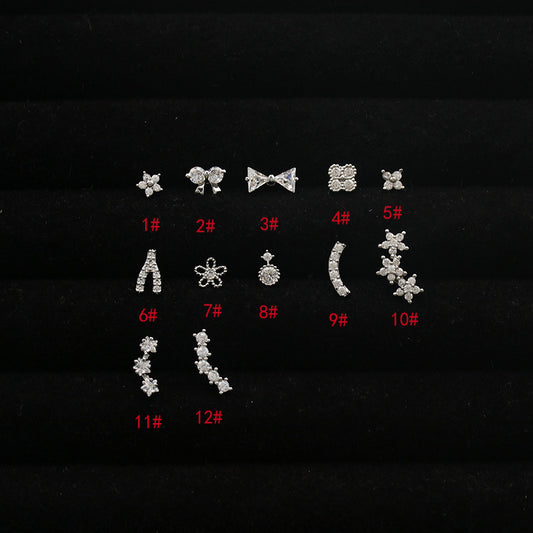 Bow Five-pointed Star Multi Thread Button Thin Needle Female Small Stud Earrings