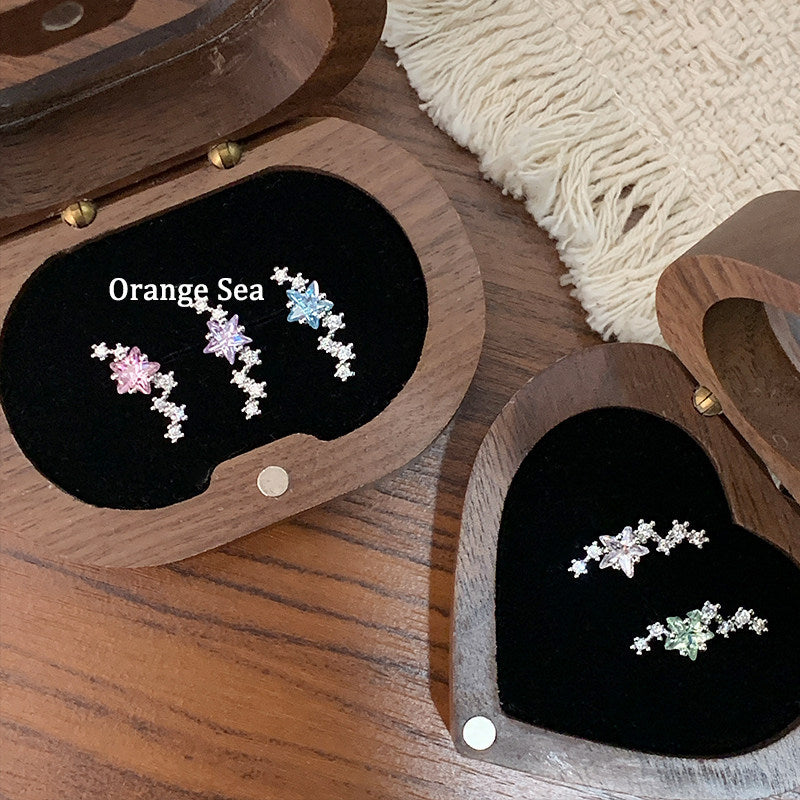 Bunch Of Meteor Flash Zircon Auricle Nail Titanium Steel Niche Stud Earrings