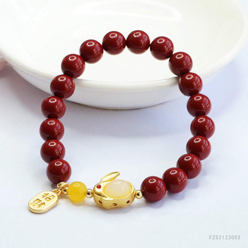 Cinnabar Purple Gold Sand Blessing Card Chalcedony Chinese Live Bracelets