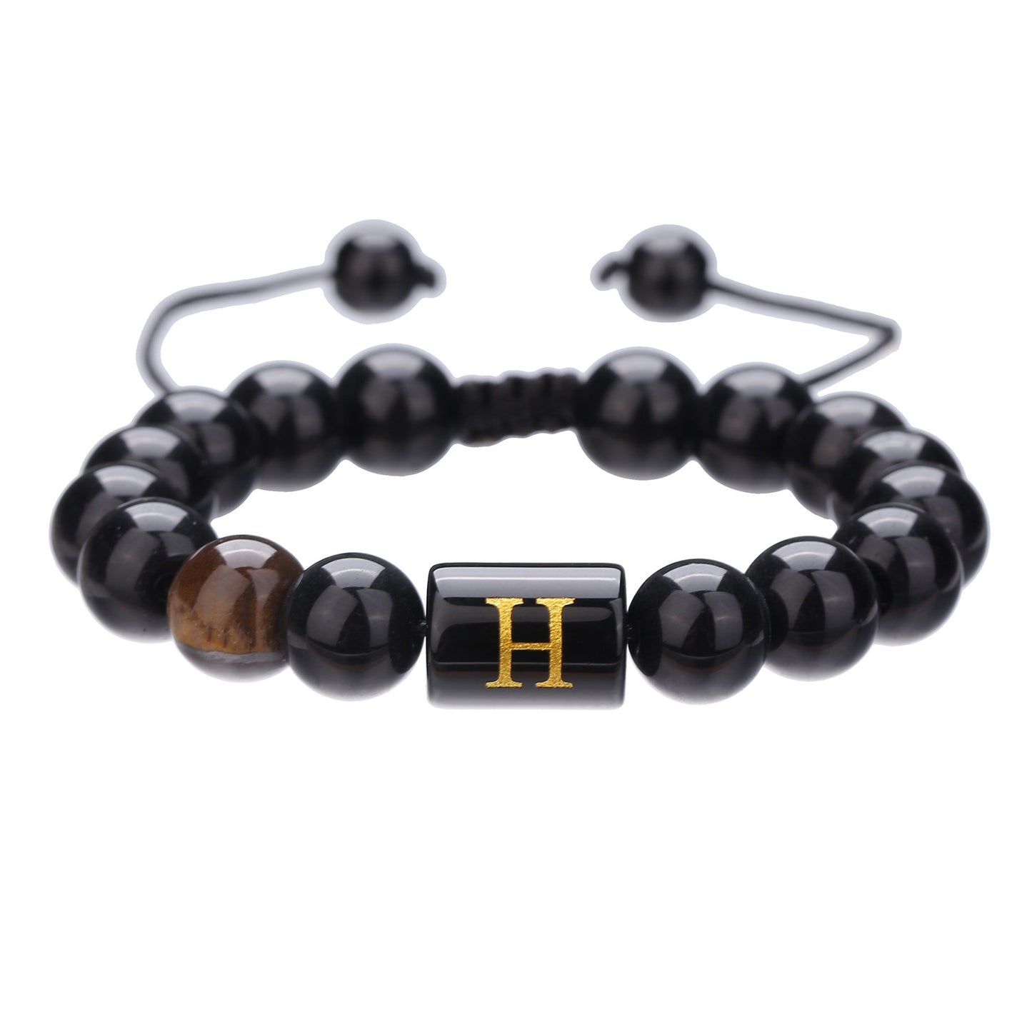 Live Streaming Black Agate Beads Male Letter Bracelets