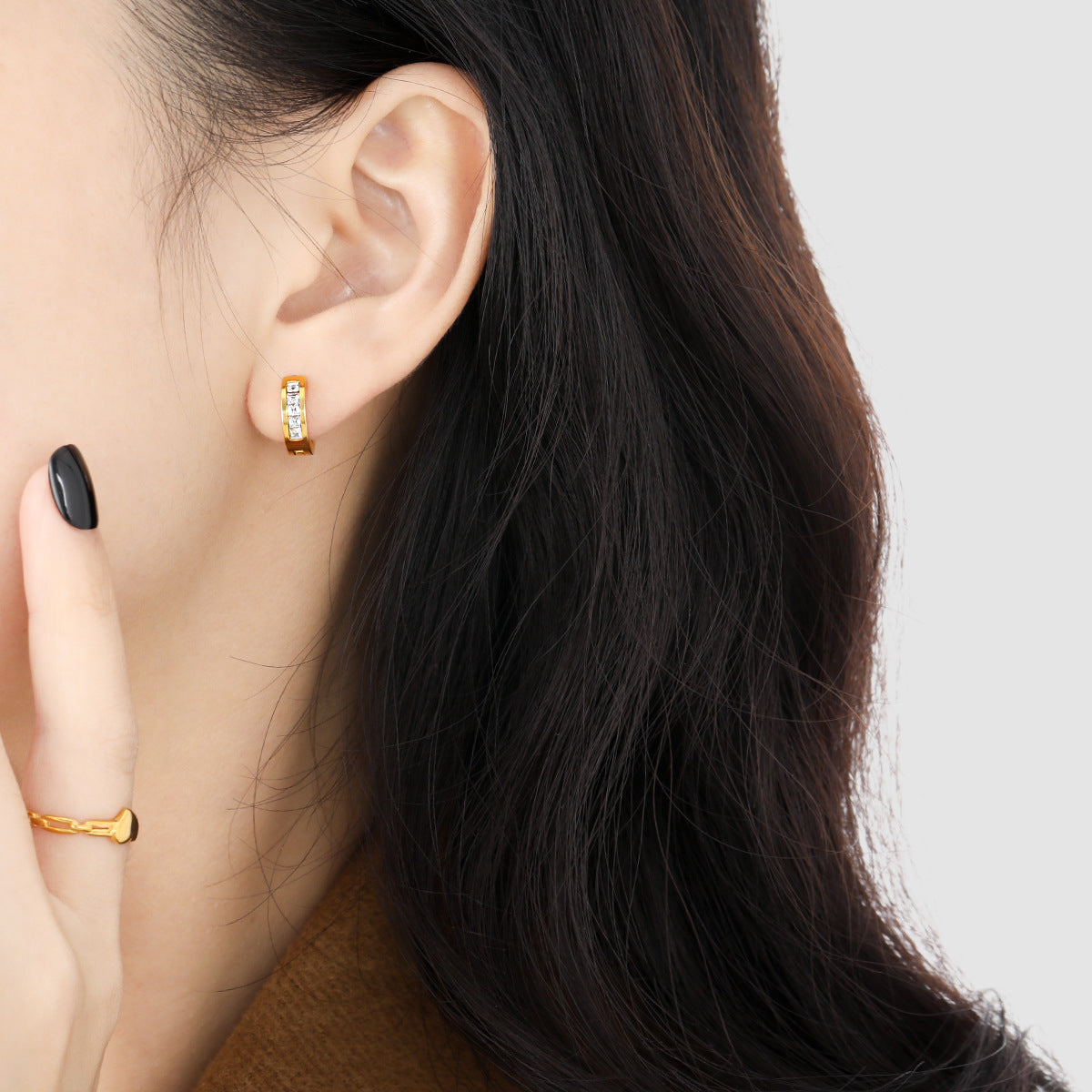 Women's Style Light Luxury Minority Square Diamond Clip Fashion Ear Buckle
