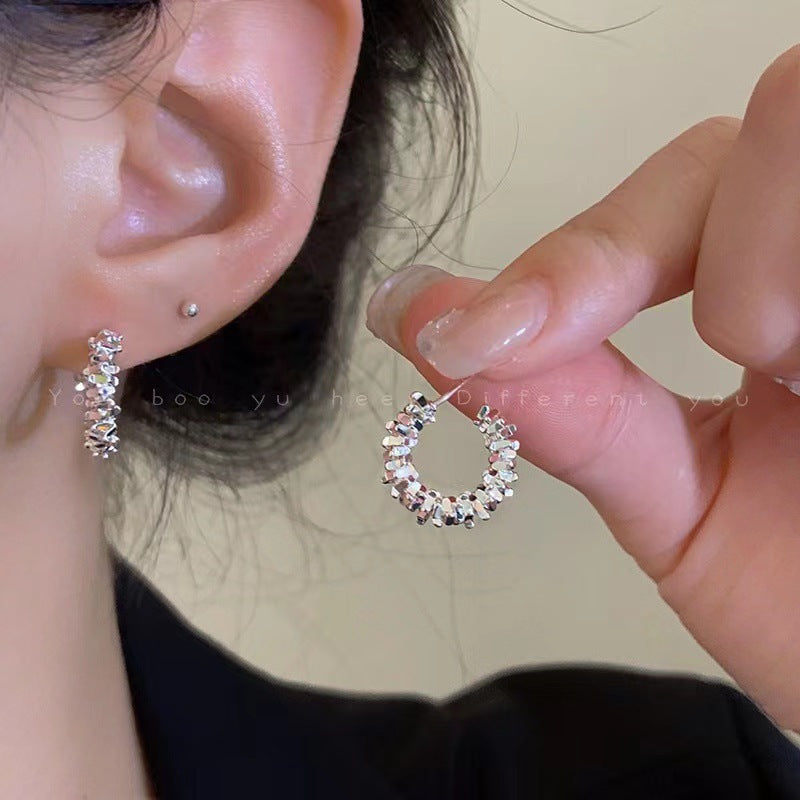 Small Pieces Of Sier Type Ear Stud Earrings
