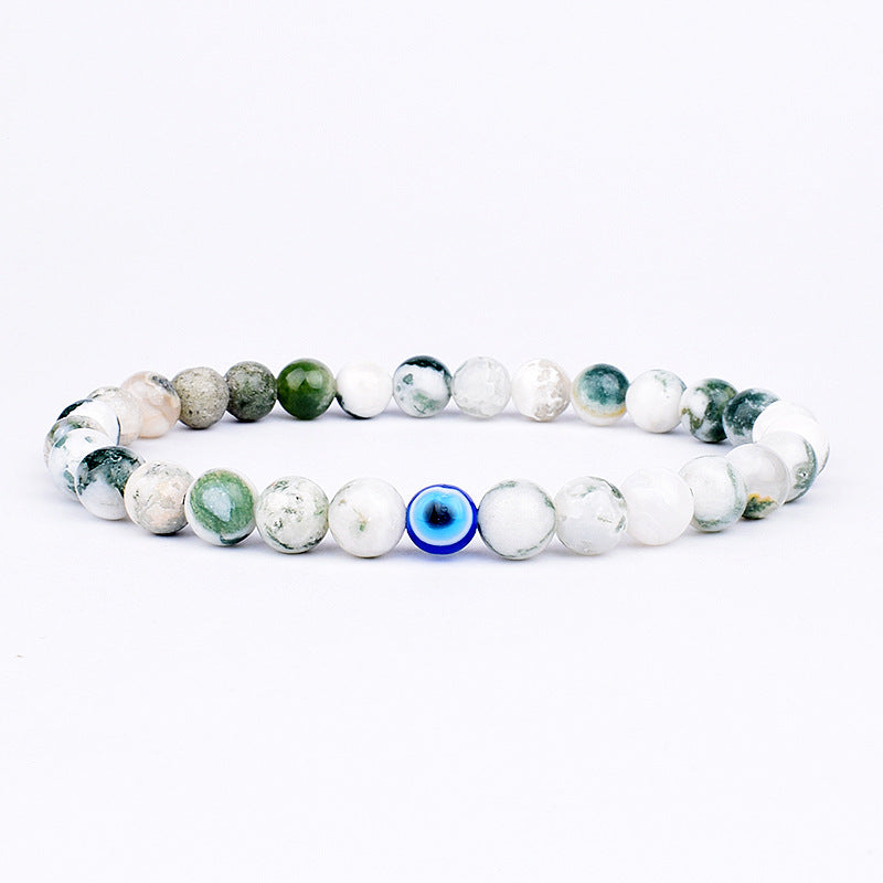 Natural Stone Brace Lace Resin Devil's Eye Beaded Elastic String Bracelet