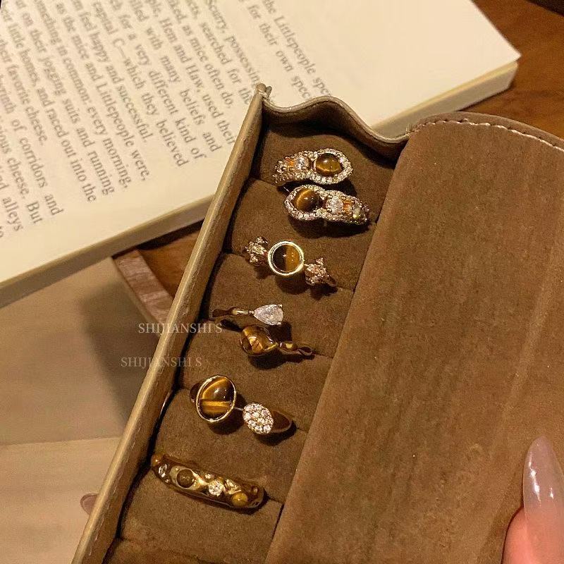 Fairy Snake-shaped Tigereye Female Fashion Retro Unique Index Ring