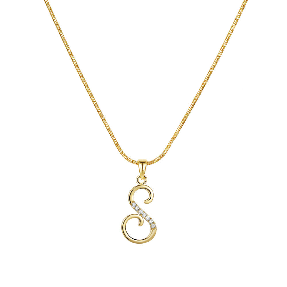 Simple Copper Inlaid Zircon Snake Chain Gold Advanced Necklaces