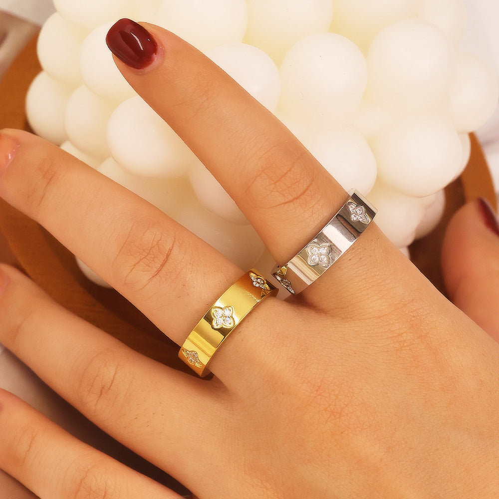 Simple Gold-plated Diamond Gold Retro Love Rings