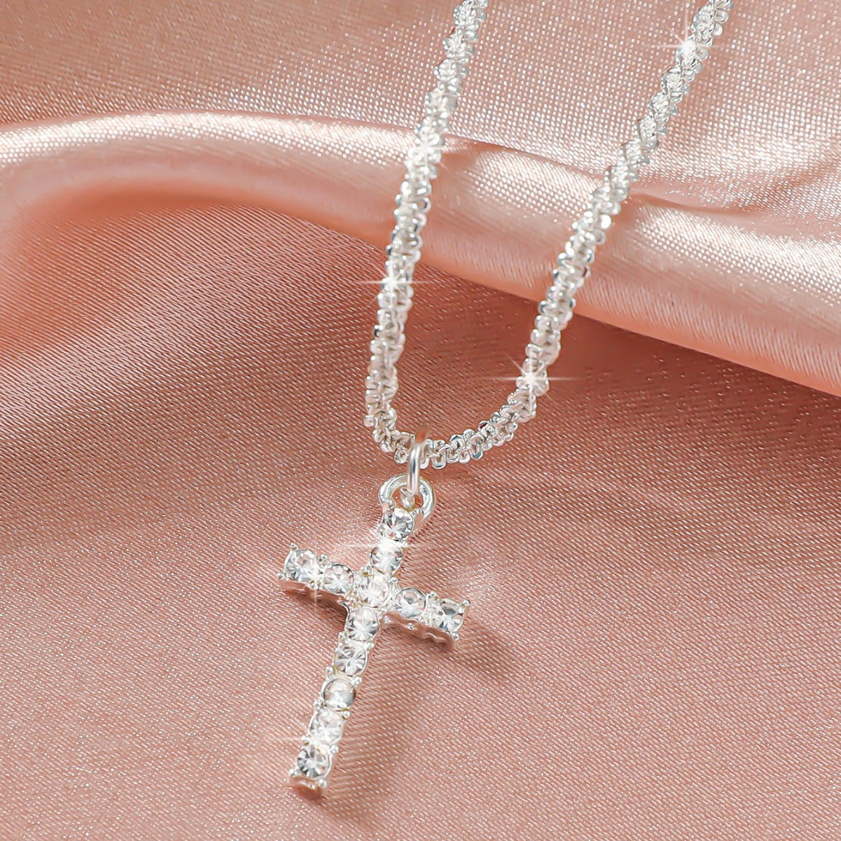 Popular Starry Shiny Sparkling Cross Chain Necklaces