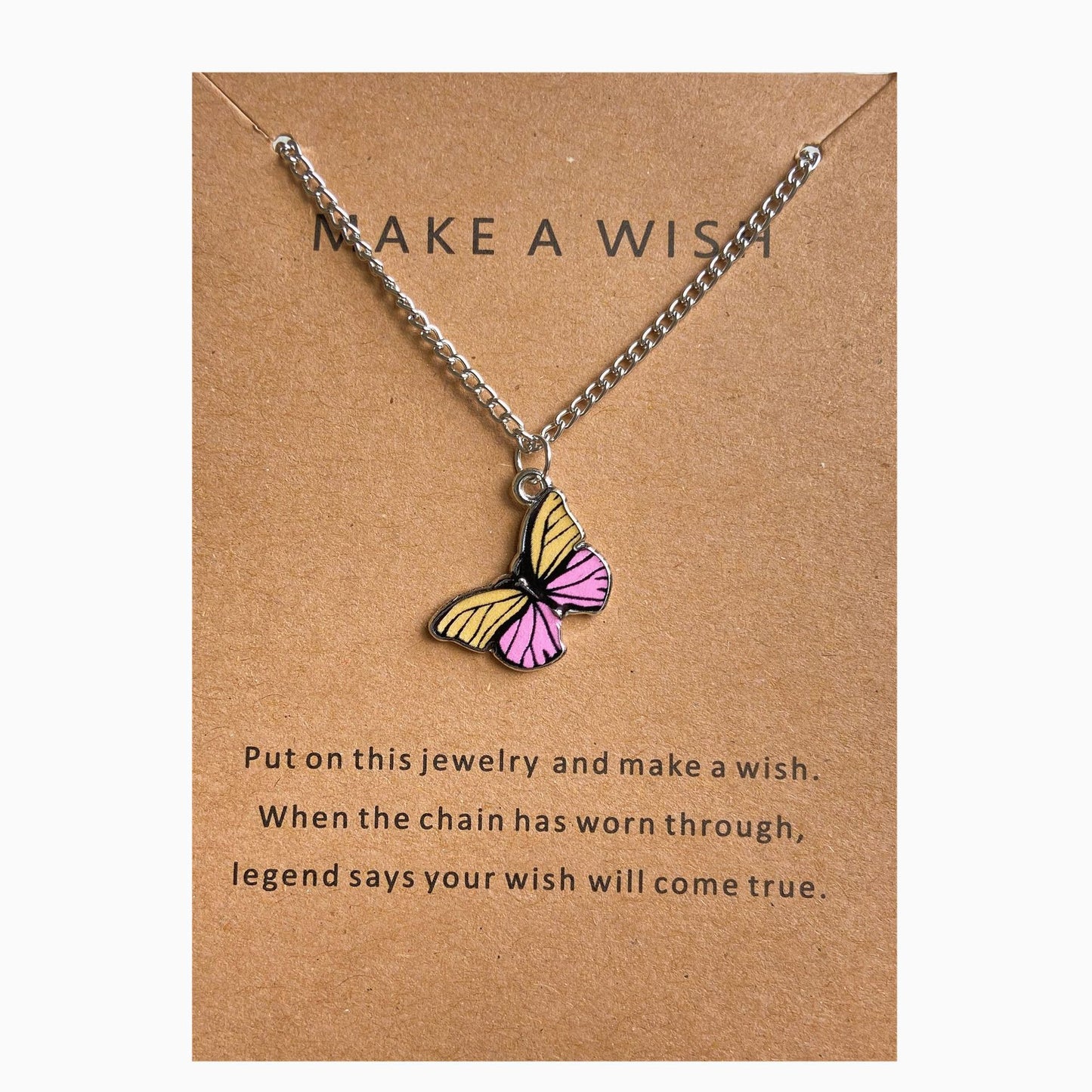 Creative Butterfly Paper Card Inclined Yellow Necklaces