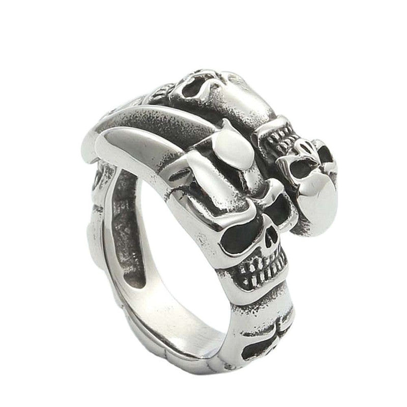 Men's Titanium Steel Skull Vintage Trendy Personality Punk Claw Animal Bamboo Ring