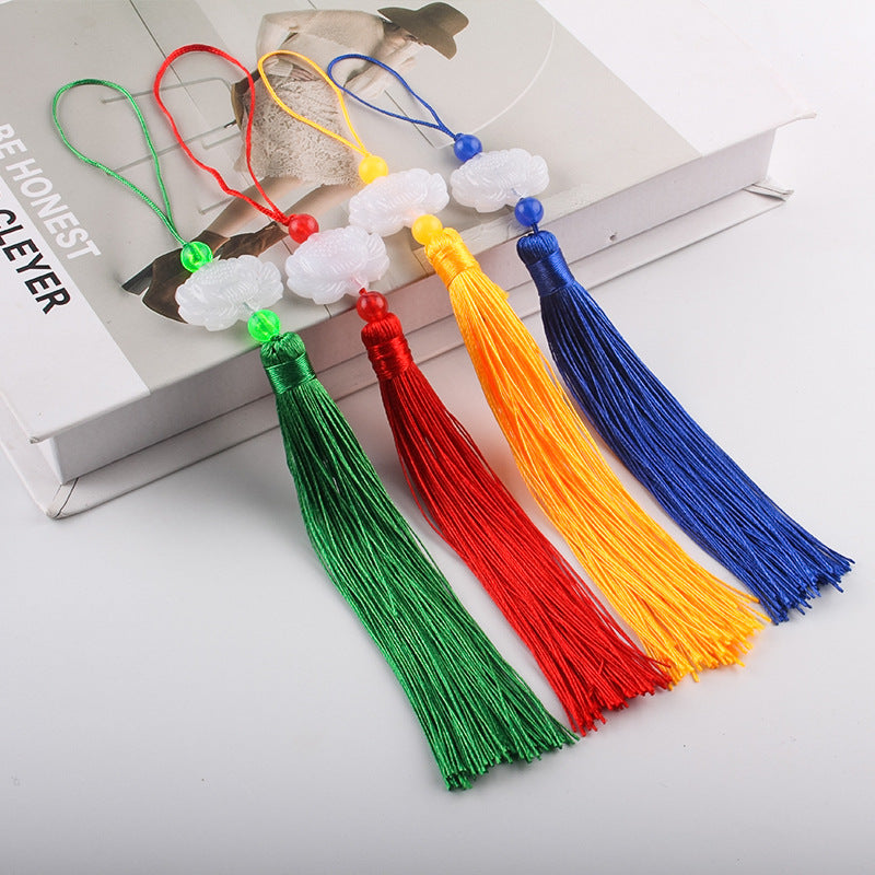 Jade Lotus Tassel Fringe Kunlun Fan Cheongsam Jewelry Accessories