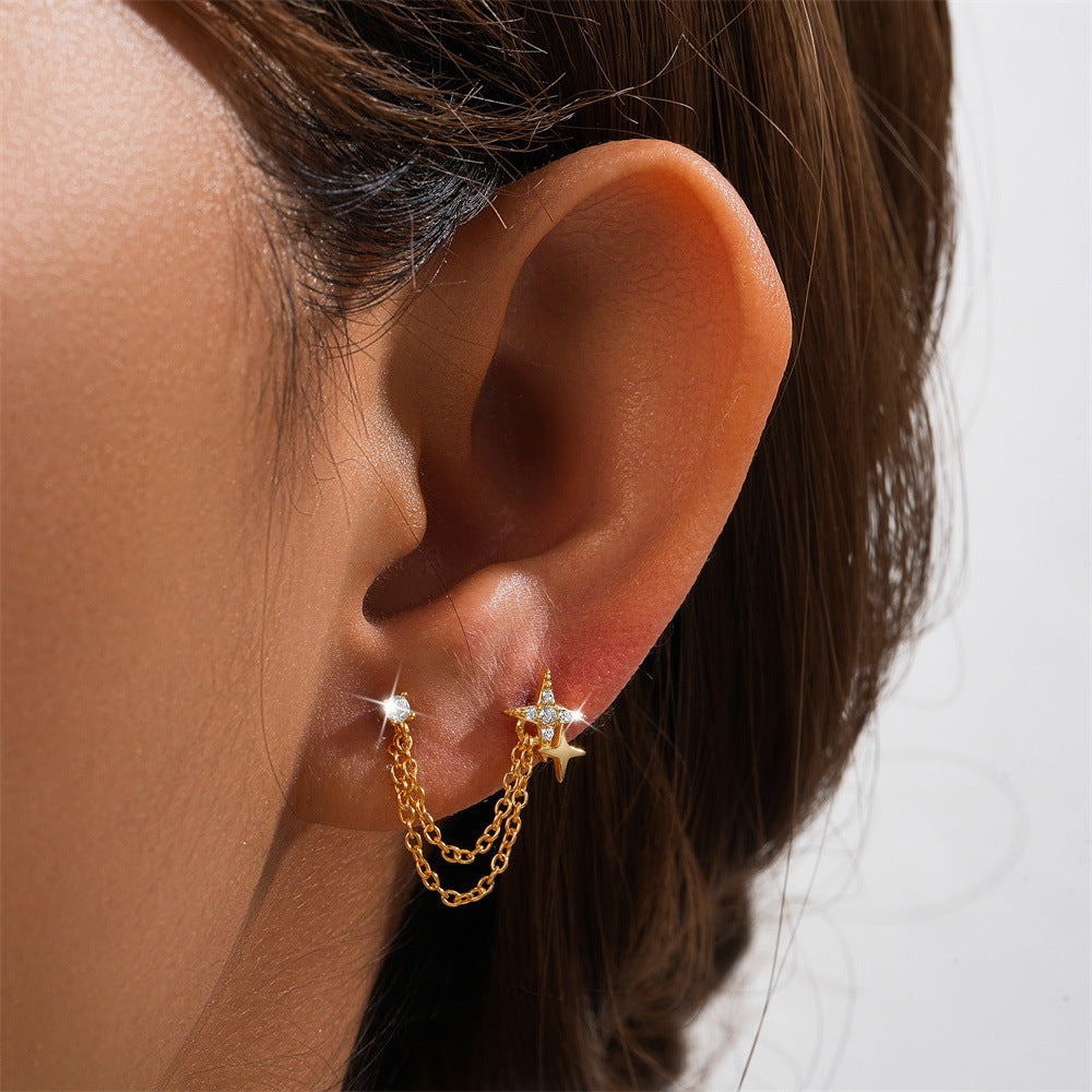 Women's Chain Tassel Ear Line Cold Style Stud Earrings